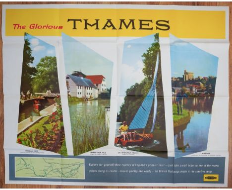 A vintage early 1960s British Railways Travel poster for The Glorious THAMES., Sonning Lock (Reading General or Southern Stat