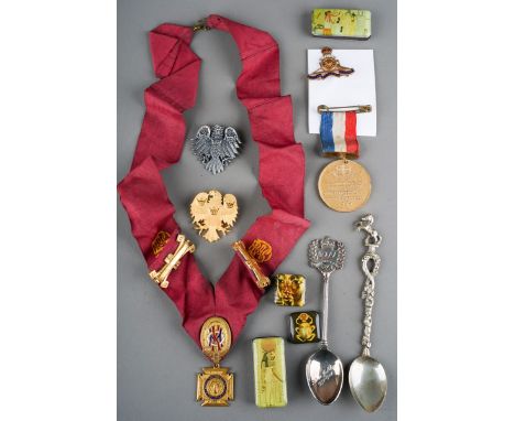 Assorted lot to include a gilt metal and enamel Order of Buffaloes medal on ribbon; George VI and Queen Elizabeth Coronation 
