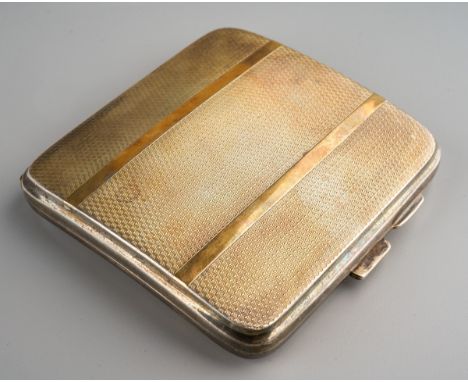 A George V silver engined turned cigarette case, hallmarked Birmingham, 1924., fitted interior, gross approx weight 3.70 ozt 