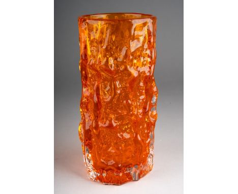 A Whitefriars bark medium orange vase, approx 15cm high