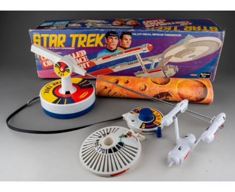 Burbank Toys; two vintage boxed "Star Trek" U.S.S Enterprise CSF Controlled Space Flights with a box of spares (3) - untested