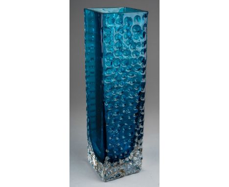 Whitefriars blue nailhead vase, designed by Geoffrey Baxter, approx. 20 cm