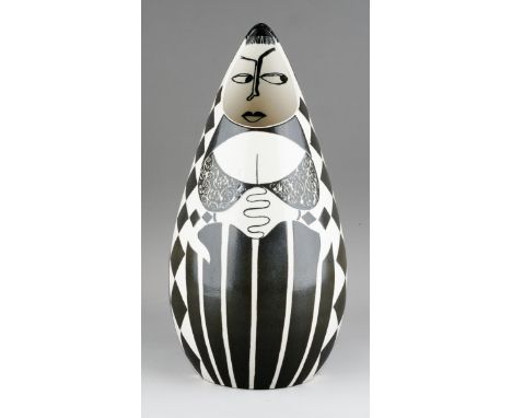 A Denby Tigo Ware Florence monochrome vase, designed by Tibor Reich, no visible marks but hand written labels to base maybe c
