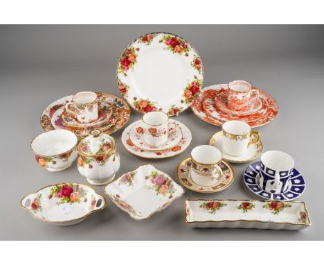 Royal Crown Derby to include: a Bali trio (coffee can, saucer and plate); a 1128 base coffee can and saucer (unmarked), a Her