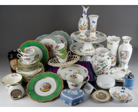 Two boxes of Aynsley "Pembroke" and "Cottage Garden" pattern giftware, a Paragon "Rockungham" pattern part tea set, a pair of