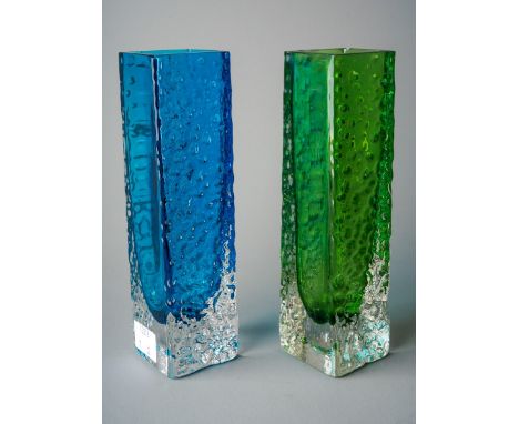 Whitefriars nail head vases x 2, designed by Geoffrey Baxter, 17cm high