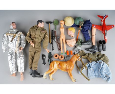 A small quantity of Action Man figures and accessories, etc, including two figure, one wearing a USA space suit and the other