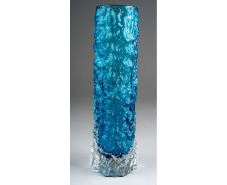 A Whitefriars "Finger" blue bark vase, approx 14.5cm high
