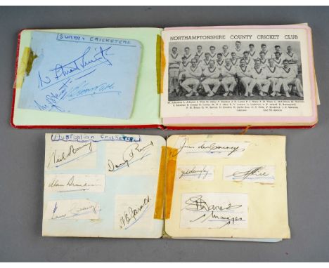 A vintage autograph book, includes cricketers from (Northants circa 1950s), Len Hutton, Surrey, Australia, 1950's Roller Reve