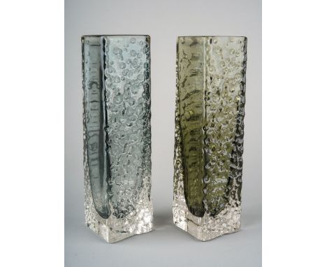 Whitefriars nail head vases x 2, designed by Geoffrey Baxter, 17cm high