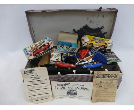 A Scalextric set including Tri-ang mini-models BRM racing cars C72, Lotus MM/C67, Cooper MM/C66 also a C17 Lamborghini.