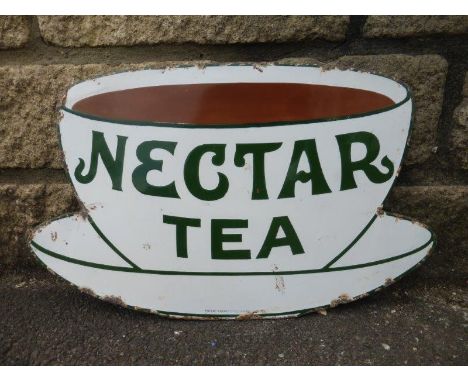A Nectar Tea teacup-shaped enamel sign, 21 x 12 1/2".