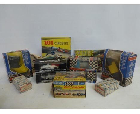 A rare Scalextric Twin Auto-Scream - boxed, two C79 Offenhauser front engine Grand Prix cars, two A/256 hand throttle/control