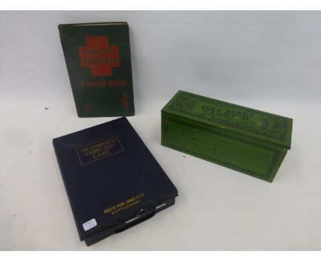 A Ferris & Co.'s Ever Ready Caddy "B" Bristol Surgical Dressing dispensing tin, a single volume of Homely Talks, First Aid by