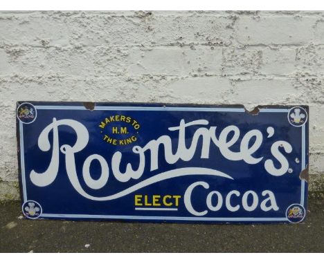 A Rowntree's Elect Cocoa rectangular enamel sign, with excellent gloss, 36 x 15".