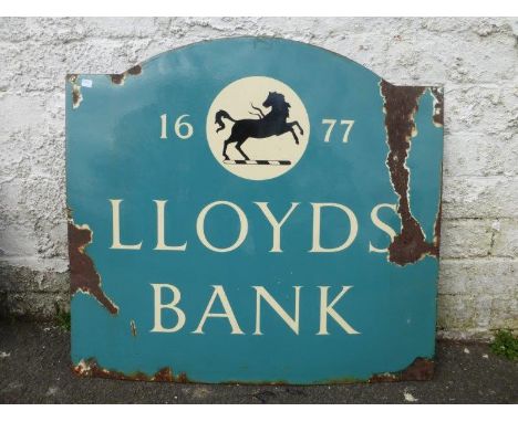 A Lloyds Bank enamel sign, 26 1/4 x 24".
