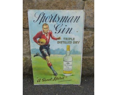 A Sportsman Gin pictorial showcard depicting an early rugby player running, 11 x 16 1/4".