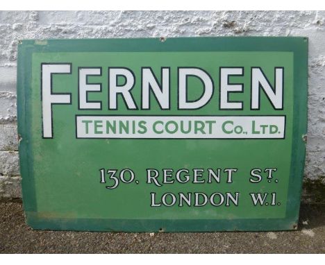 A Fernden Tennis Court Co. Ltd rectangular enamel sign, 29 x 20"