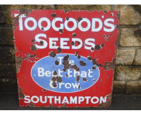 A Toogood's Seeds of Southampton "The Best that Grow" enamel sign, 30 x 30".