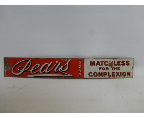 A Pears Soap "Matchless for the Complexion", narrow enamel strip, 18 x 2 3/4".