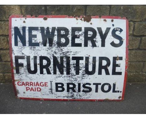 A large Newbery's Furniture of Bristol rectangular enamel sign, 48 x 36".
