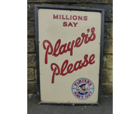 A Player's Please part pictorial "Hero" rectangular enamel sign, 24 x 36".
