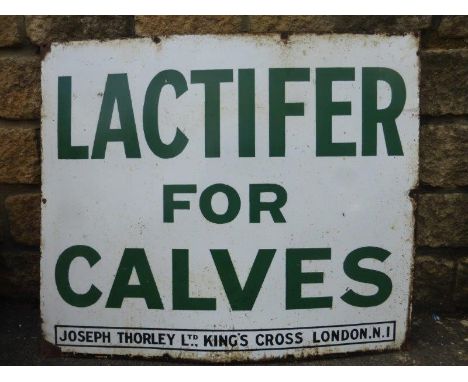 A Lactifer for Calves enamel sign by Joseph Thorley, 32 x 27".
