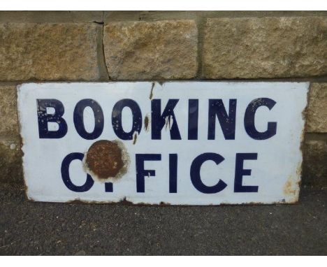 A rectangular "Booking Ofiice" GWR railway enamel sign, 29 1/2 x 13 1/4".