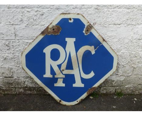 An RAC lozenge shaped double sided enamel sign, 22 3/4 x 22 1/4".