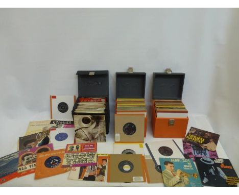 Three boxes of assorted 45 singles 1950 and later including Frank Sinatra, Tom Jones, Tommy Steele, Rolling Stones, mostly in