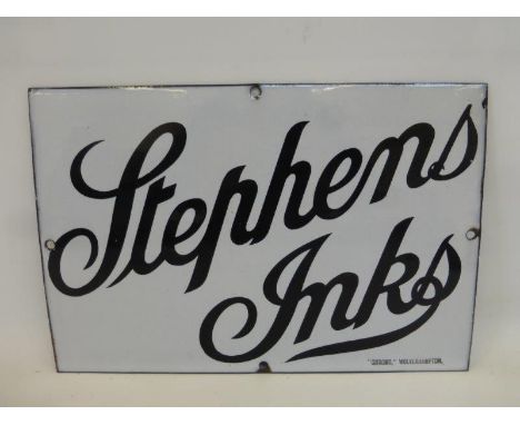 A Stephens Inks rectangular enamel sign by Chromo of unusual small size in superb near mint condition, 12 x 8".