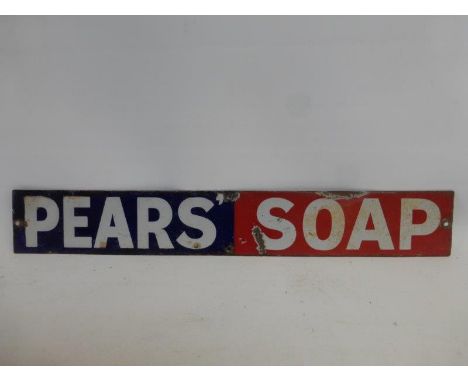 A Pears Soap red and blue enamel strip, 18 1/2 x 2 3/4".