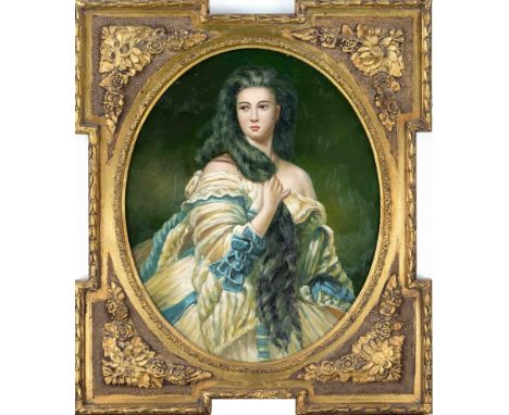 Anonymer Kopist Ende 20. Jh., Portrait der Madame Rimsky-Korsakov nach F.X.Winterhalter, Öl auf Sperrholz, unsign., 50 x 40 c