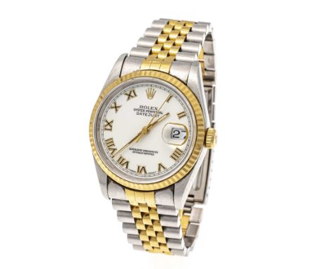 Rolex Oyster Perpetual Datejust, Ref. 16233, um 1993/94, Stahl/ 750/000 Gold, Jubilee`Band, Automatic Cal. 3155 läuft genau, 