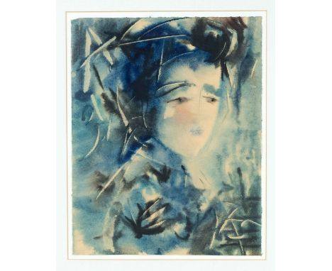 Anatolij Timofeevic Zverev (1931-1986), russischer Maler der sogenannten Nonkonformisten, Portrait einer Frau,  Mischtechnik 