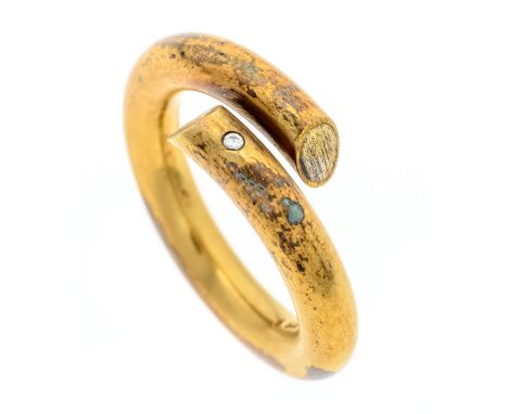 Offener Design Brillant-Ring GG 750/000 und Silber 925/000 Ringschine Gelbgold gefüllt mit Silber mit einem Brillant en 0,015