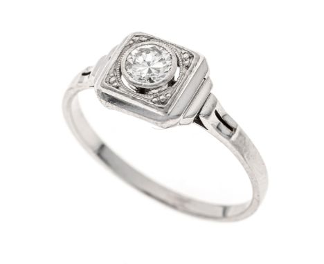 Art Deco Altschliff-Diamant-Ring WG 590/000 mit einem Altschliff-Diamanten 0,20 ct W/SI, RG 53, 1,8 g
