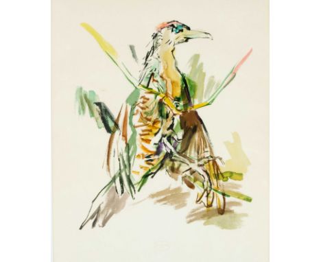 Oskar Kokokschka (1886-1980), ''Buntspecht'', Farblithographie auf Arches Bütten, Edition Euro Art mit dem Trockenstempel und