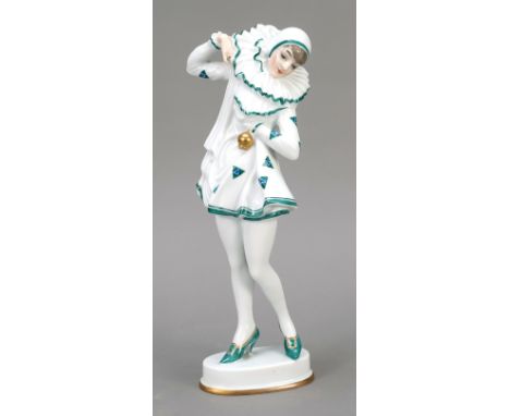 Pierrette (Anita Berber), Rosenthal, Selb, um 1920, Grüne Malermarke Geigenmüller, Entwurf von Constantin Holzer-Defanti, im 