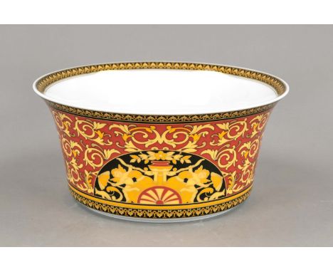 Große runde Schale, Rosenthal, Ende 20. Jh., Entwurf Versace für Rosenthal, Form Ikarus, Entwurf Wunderlich, Dekor Medusa in 