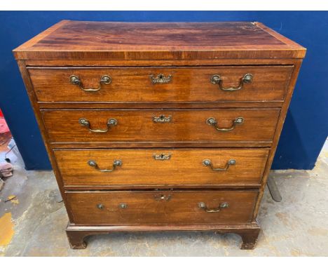 A 19th Century mahogany and banded chest, fitted with four graduated drawers on bracket feet, 32" wide.&nbsp;