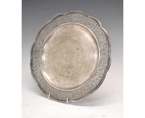 Everest Interest - Italian 800 standard white metal salver with pierced Baroque style border, presented to Sir John Hunt by t