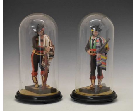 Pair of mid-19th Century Spanish cold painted terracotta figures by José Cubero Gabardón (1818-1877), modelled in traditional