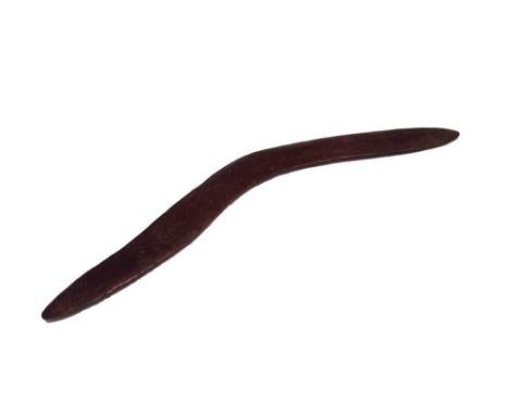 Australian First Peoples stone-carved hardwood boomerang, 52cm long