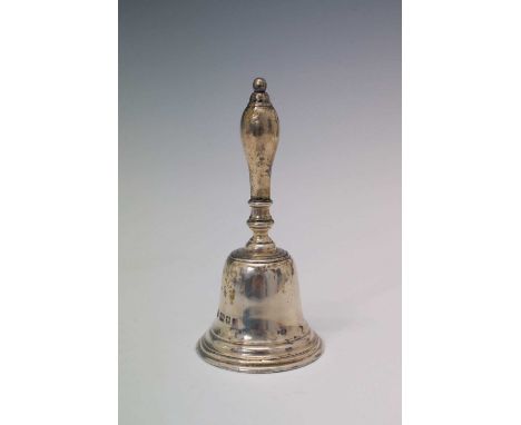 Elizabeth II cast silver table bell with baluster shaped handle, sponsor's mark of Asprey &amp; Co Ltd, London 1959, 11cm hig