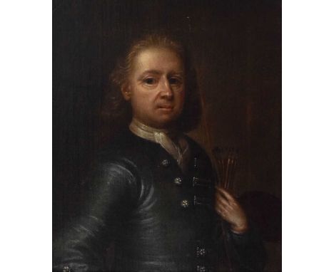Early-Mid 18th Century Provincial School - Oil on canvas - Portrait of an Artist, possibly a self-portrait in the manner of F