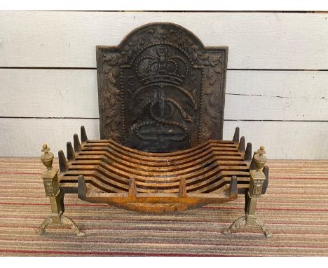 FIREBACK, Charles II cast iron circa 1680, decorated with an anchor and crown, monogrammed C R, 61cm x 53cm, together with a 