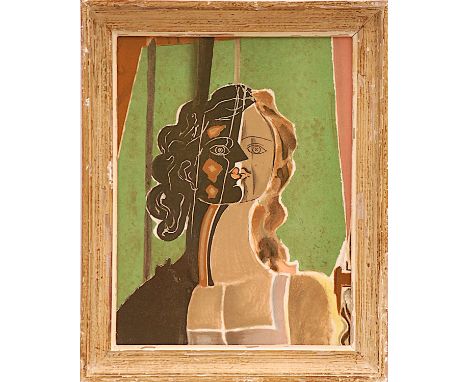 GEORGES BRAQUE 'Tête de Femme', lithograph, 1939, printed in Paris by Mourlot, 34cm x 26cm, framed and glazed. 