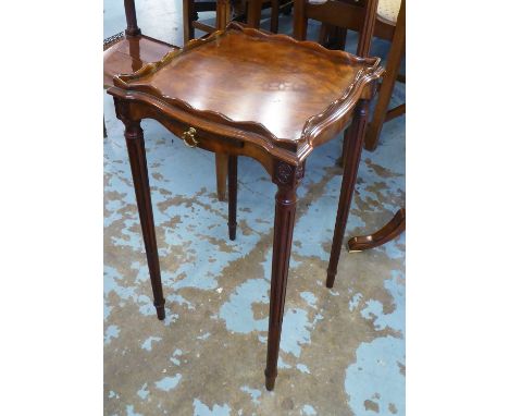 THEODORE ALEXANDER LAMP TABLE, 36cm W x 36cm D x 68cm H, mahogany with a shaped top. 
