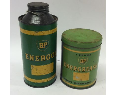 A "Price's Lubricants Ltd. BP Energrease" tin together with a "BP Energol" oil can. (2).